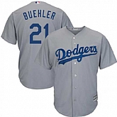 Dodgers 21 Walker Buehler Gray Cool Base Jersey Dzhi,baseball caps,new era cap wholesale,wholesale hats